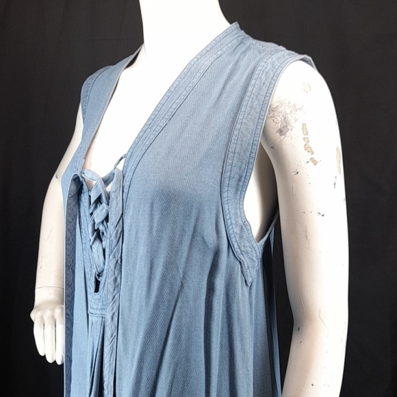 Splendid Indigo Lace-Up Sleeveless Midi Dress - Picture 7 of 11